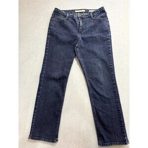 Jones New York Jeans Sutton Straight Leg Beaded Pockets Dark Wash Blue Size 32